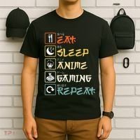Eat Sleep Anime Gaming Repeat Gamer Gift T-Shirt thumb 6