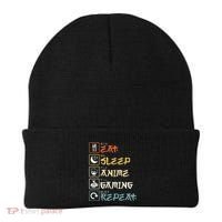 Eat Sleep Anime Gaming Repeat Gamer Gift Beanie thumb 0
