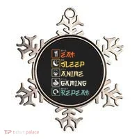 Eat Sleep Anime Gaming Repeat Gamer Gift Ornament thumb 0