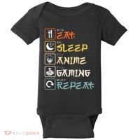Eat Sleep Anime Gaming Repeat Gamer Gift Baby Bodysuit thumb 0