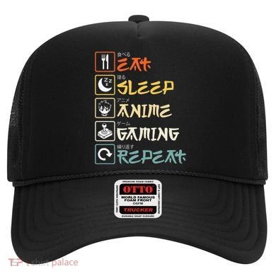 Eat Sleep Anime Gaming Repeat Gamer Gift Hat