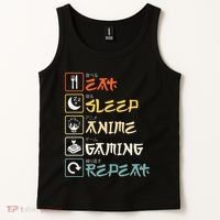 Eat Sleep Anime Gaming Repeat Gamer Gift Tank Top thumb 2