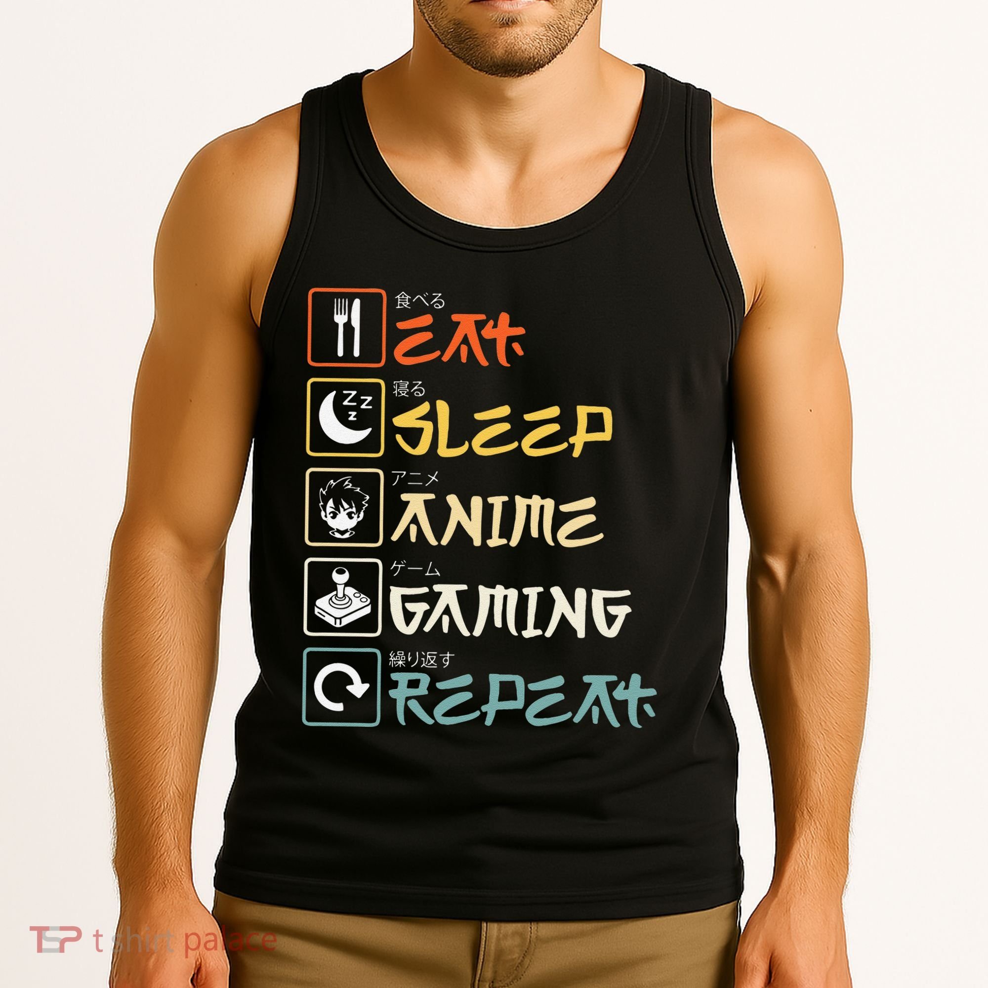 Eat Sleep Anime Gaming Repeat Gamer Gift Tank Top