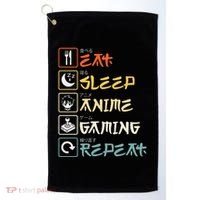 Eat Sleep Anime Gaming Repeat Gamer Gift Golf Towel thumb 0