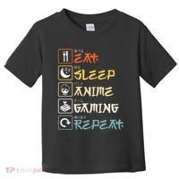 Eat Sleep Anime Gaming Repeat Gamer Gift Toddler T-Shirt thumb 0