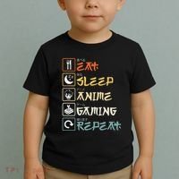 Eat Sleep Anime Gaming Repeat Gamer Gift Toddler T-Shirt thumb 2