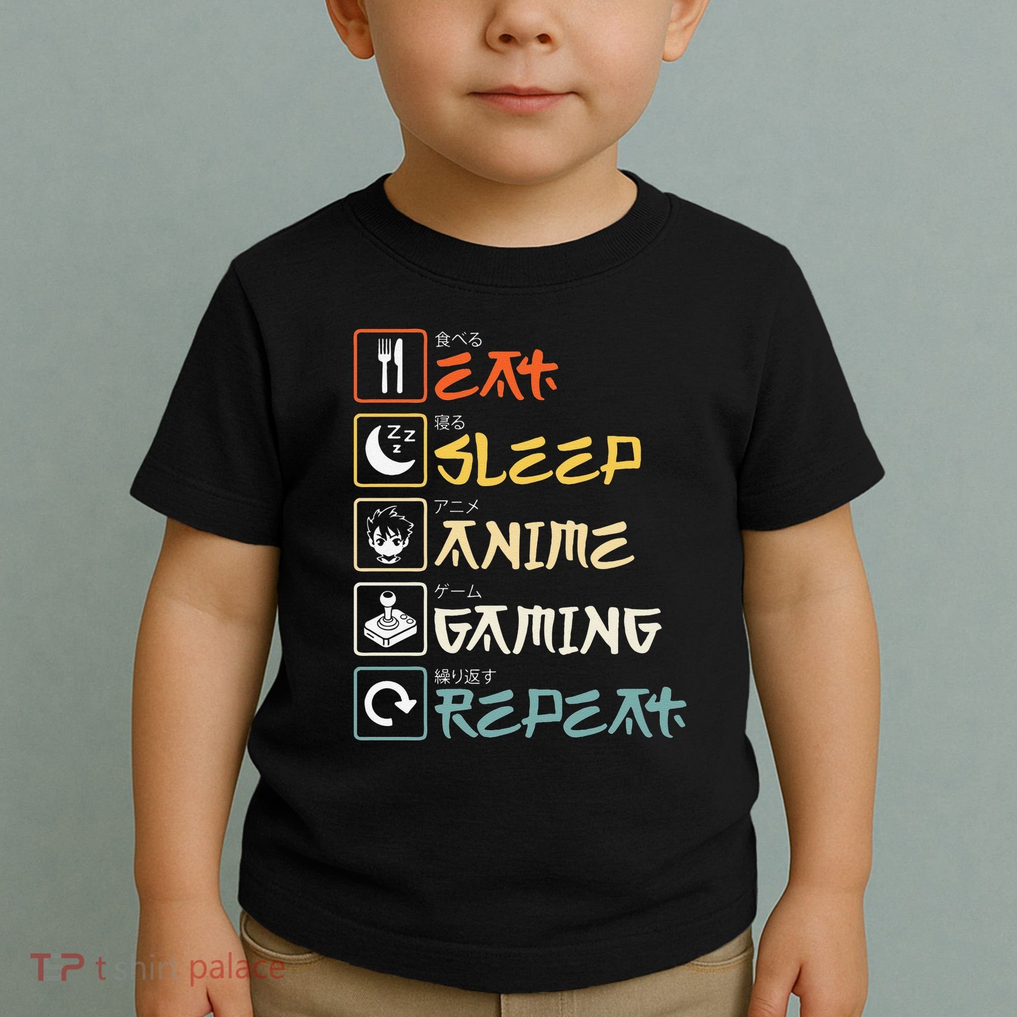 Eat Sleep Anime Gaming Repeat Gamer Gift Toddler T-Shirt