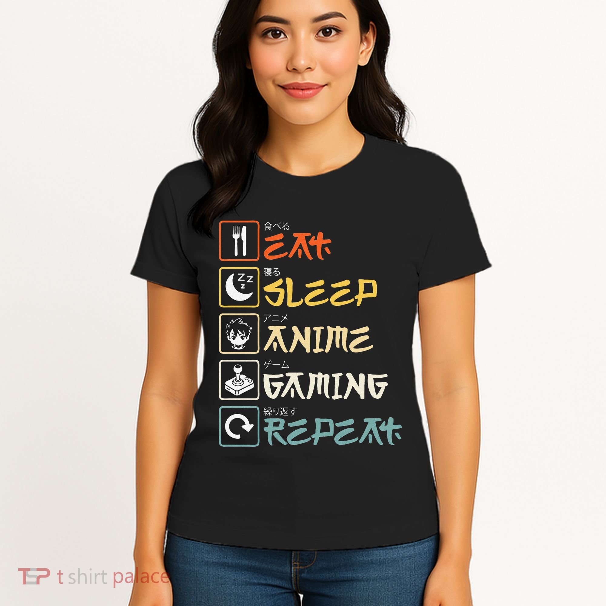 Eat Sleep Anime Gaming Repeat Gamer Gift Women's T-Shirt
