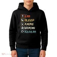Eat Sleep Anime Gaming Repeat Gamer Gift Kids Hoodie thumb 4