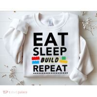 Eat Sleep Build Repeat Building Blocks Bricks Master Builder Sweatshirt thumb 2