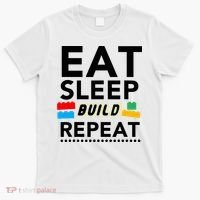 Eat Sleep Build Repeat Building Blocks Bricks Master Builder T-Shirt thumb 0