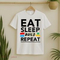 Eat Sleep Build Repeat Building Blocks Bricks Master Builder T-Shirt thumb 2