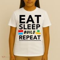 Eat Sleep Build Repeat Building Blocks Bricks Master Builder T-Shirt thumb 4