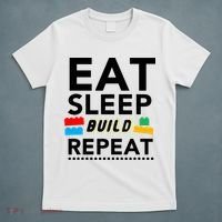 Eat Sleep Build Repeat Building Blocks Bricks Master Builder T-Shirt thumb 5