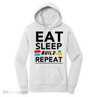 Eat Sleep Build Repeat Building Blocks Bricks Master Builder Women's Hoodie thumb 0