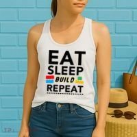 Eat Sleep Build Repeat Building Blocks Bricks Master Builder Women's Tank Top thumb 2