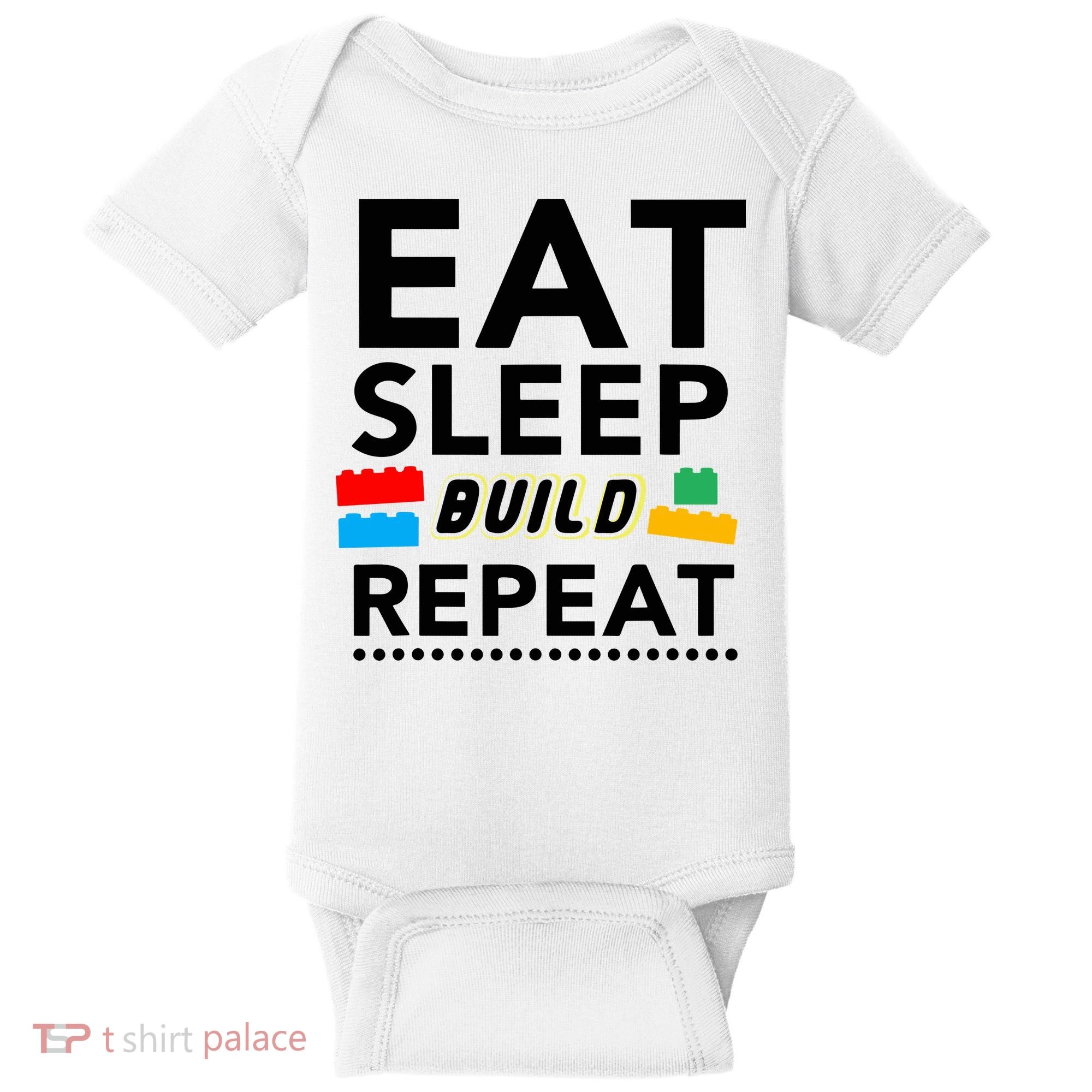 Eat Sleep Build Repeat Building Blocks Bricks Master Builder Baby Bodysuit