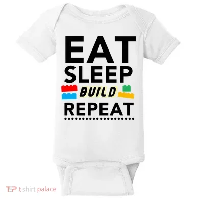 Eat Sleep Build Repeat Building Blocks Bricks Master Builder Baby Bodysuit