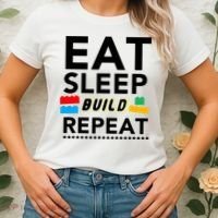Eat Sleep Build Repeat Building Blocks Bricks Master Builder Women's T-Shirt thumb 2