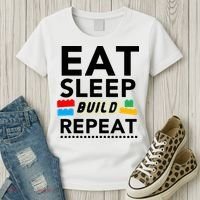 Eat Sleep Build Repeat Building Blocks Bricks Master Builder Women's T-Shirt thumb 3