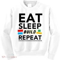 Eat Sleep Build Repeat Building Blocks Bricks Master Builder Kids Sweatshirt thumb 0