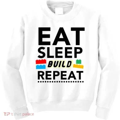 Eat Sleep Build Repeat Building Blocks Bricks Master Builder Kids Sweatshirt
