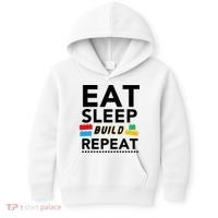 Eat Sleep Build Repeat Building Blocks Bricks Master Builder Kids Hoodie thumb 0