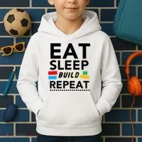 Eat Sleep Build Repeat Building Blocks Bricks Master Builder Kids Hoodie thumb 2