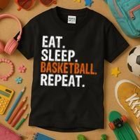 Eat Sleep Basketball Repeat Gift Kids T-Shirt thumb 3