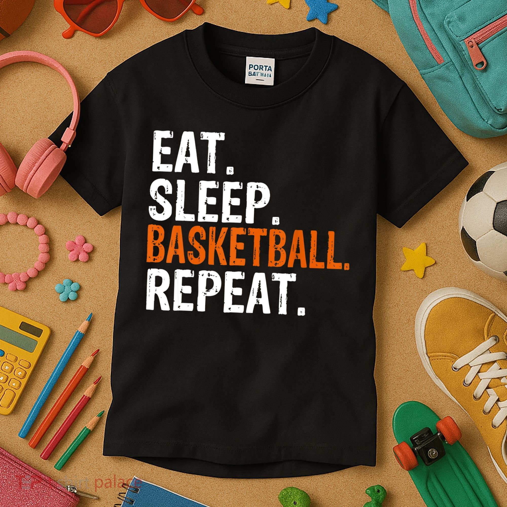 Eat Sleep Basketball Repeat Gift Kids T-Shirt