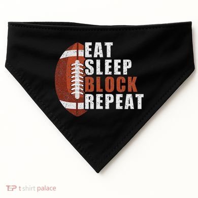 Eat Sleep Block Repeat Football Player Lineman USA-Made Doggie Bandana