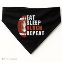 Eat Sleep Block Repeat Football Player Lineman USA-Made Doggie Bandana thumb 0