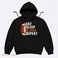 Eat Sleep Block Repeat Football Player Lineman Hoodie thumb 0