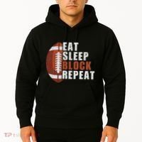 Eat Sleep Block Repeat Football Player Lineman Hoodie thumb 2