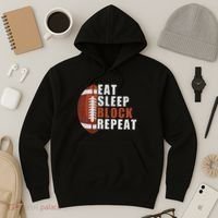 Eat Sleep Block Repeat Football Player Lineman Hoodie thumb 3