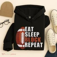 Eat Sleep Block Repeat Football Player Lineman Hoodie thumb 4