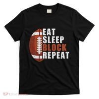 Eat Sleep Block Repeat Football Player Lineman T-Shirt thumb 0
