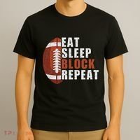 Eat Sleep Block Repeat Football Player Lineman T-Shirt thumb 3