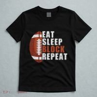 Eat Sleep Block Repeat Football Player Lineman T-Shirt thumb 5