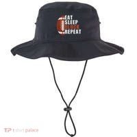 Eat Sleep Block Repeat Football Player Lineman Bucket Hat thumb 0
