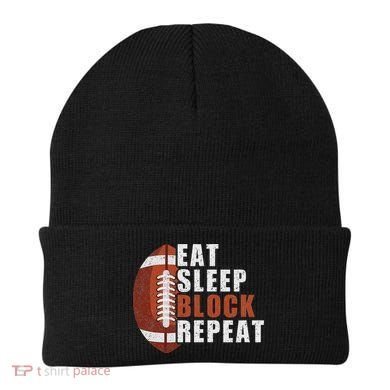 Eat Sleep Block Repeat Football Player Lineman Beanie