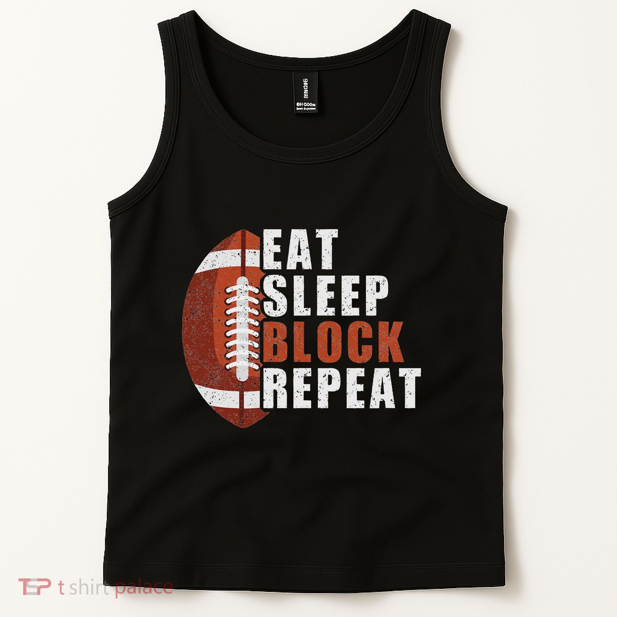 Eat Sleep Block Repeat Football Player Lineman Tank Top