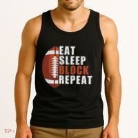 Eat Sleep Block Repeat Football Player Lineman Tank Top thumb 3