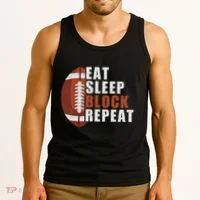 Eat Sleep Block Repeat Football Player Lineman Tank Top thumb 3