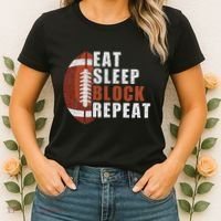 Eat Sleep Block Repeat Football Player Lineman Women's T-Shirt thumb 2