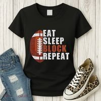 Eat Sleep Block Repeat Football Player Lineman Women's T-Shirt thumb 3