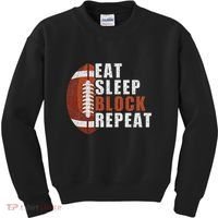 Eat Sleep Block Repeat Football Player Lineman Kids Sweatshirt thumb 0