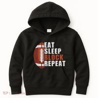 Eat Sleep Block Repeat Football Player Lineman Kids Hoodie thumb 0