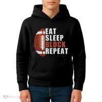 Eat Sleep Block Repeat Football Player Lineman Kids Hoodie thumb 4