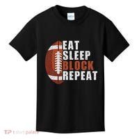Eat Sleep Block Repeat Football Player Lineman Kids T-Shirt thumb 0